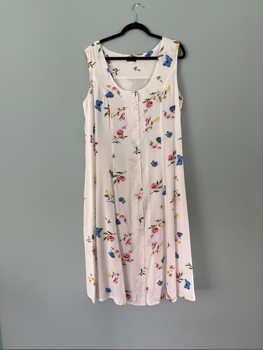 VENUS White Sleeveless Midi Dress with Blue, Pink & Yellow Floral Print